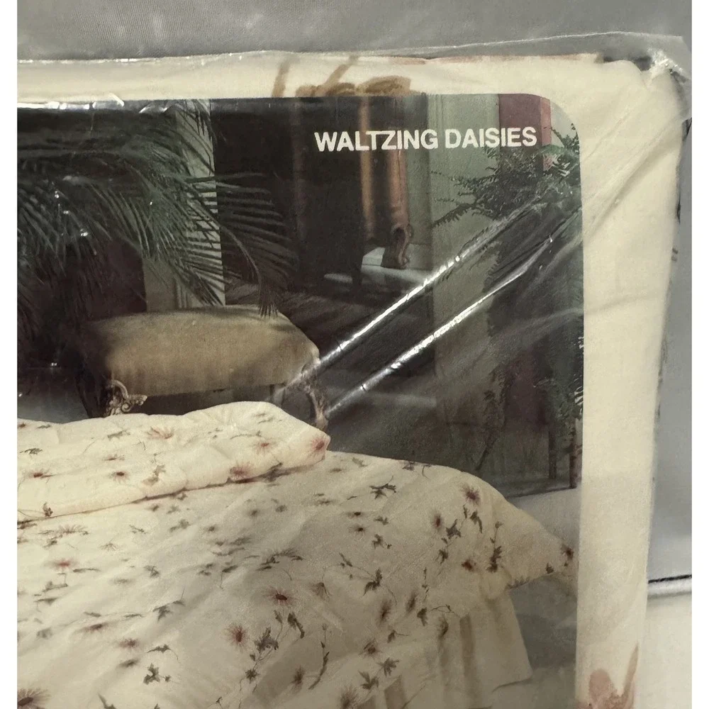 VTG Pequot Double Fitted‎ Sheet Floral Waltzing Daisies No Iron Percale USA